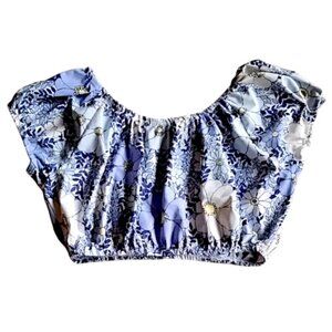 Gap Girls Peasant Crop Top XL Blue Floral